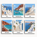 Santorini travel poster mini paint by numbers collection