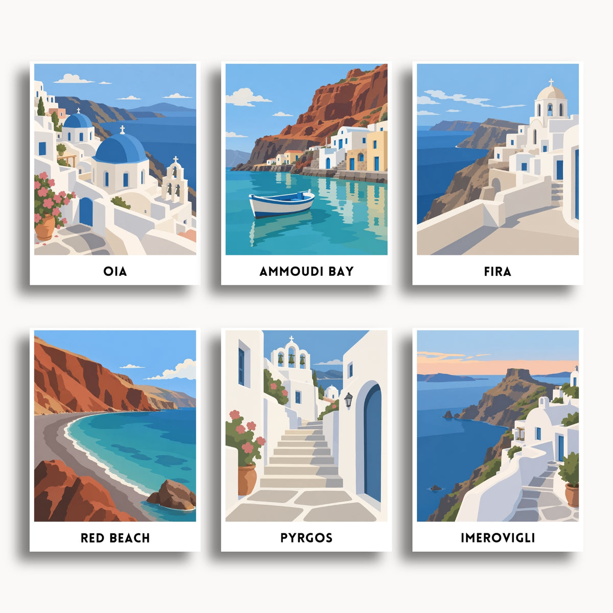Santorini travel poster mini paint by numbers collection