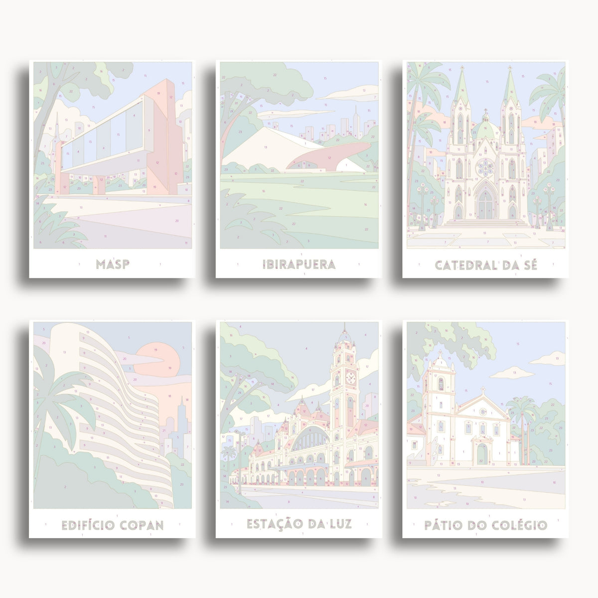 São Paulo travel poster mini paint by numbers collection