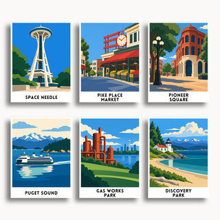 Seattle travel poster mini paint by numbers collection