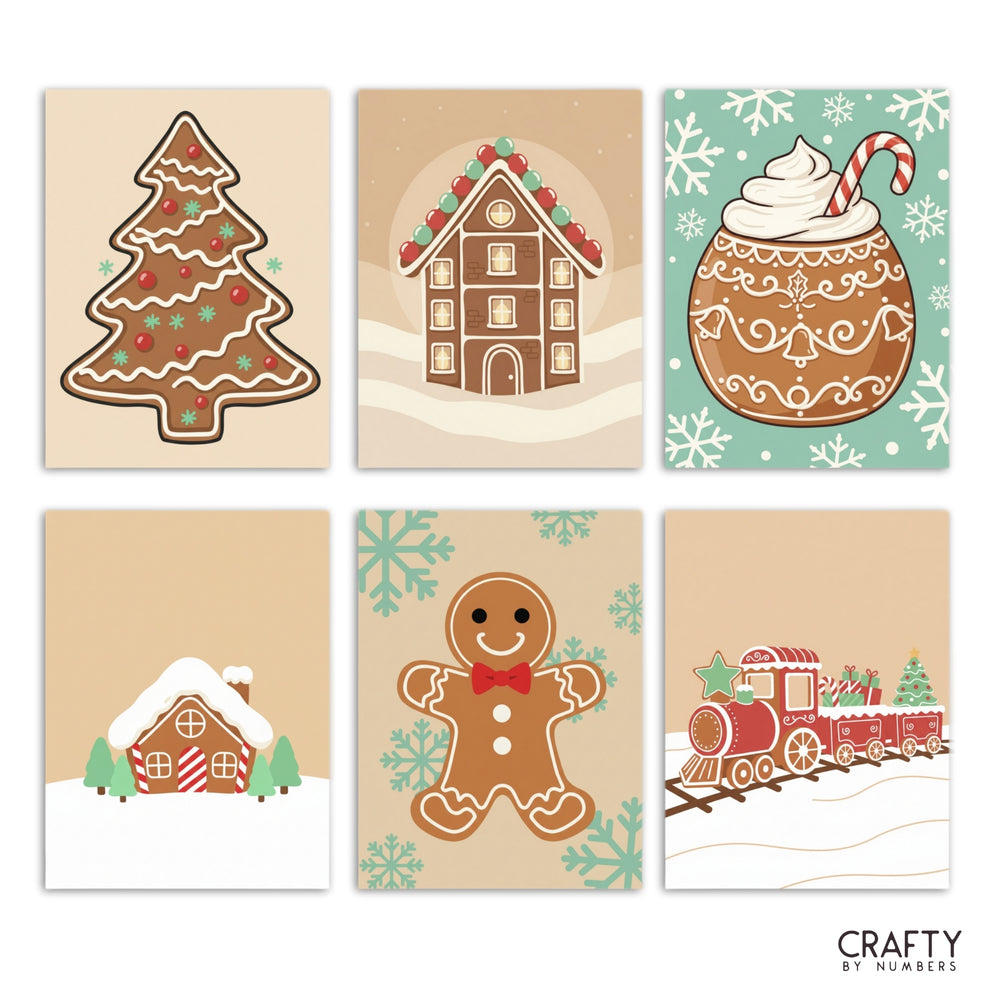 Cozy Gingerbread – Set of 6 Mini Paint by Numbers
