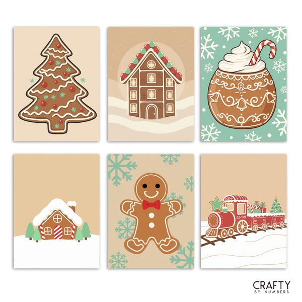 Cozy Gingerbread – Set of 6 Mini Paint by Numbers