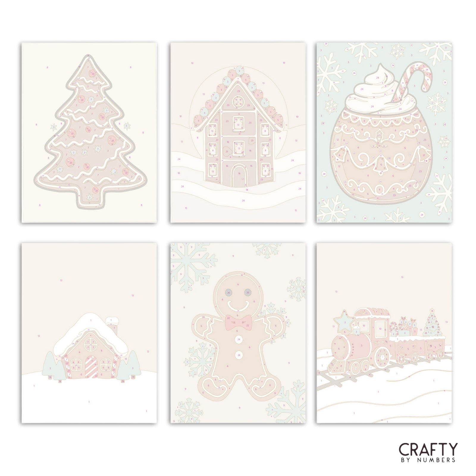 Cozy Gingerbread – Set of 6 Mini Paint by Numbers paint by numbers artwork