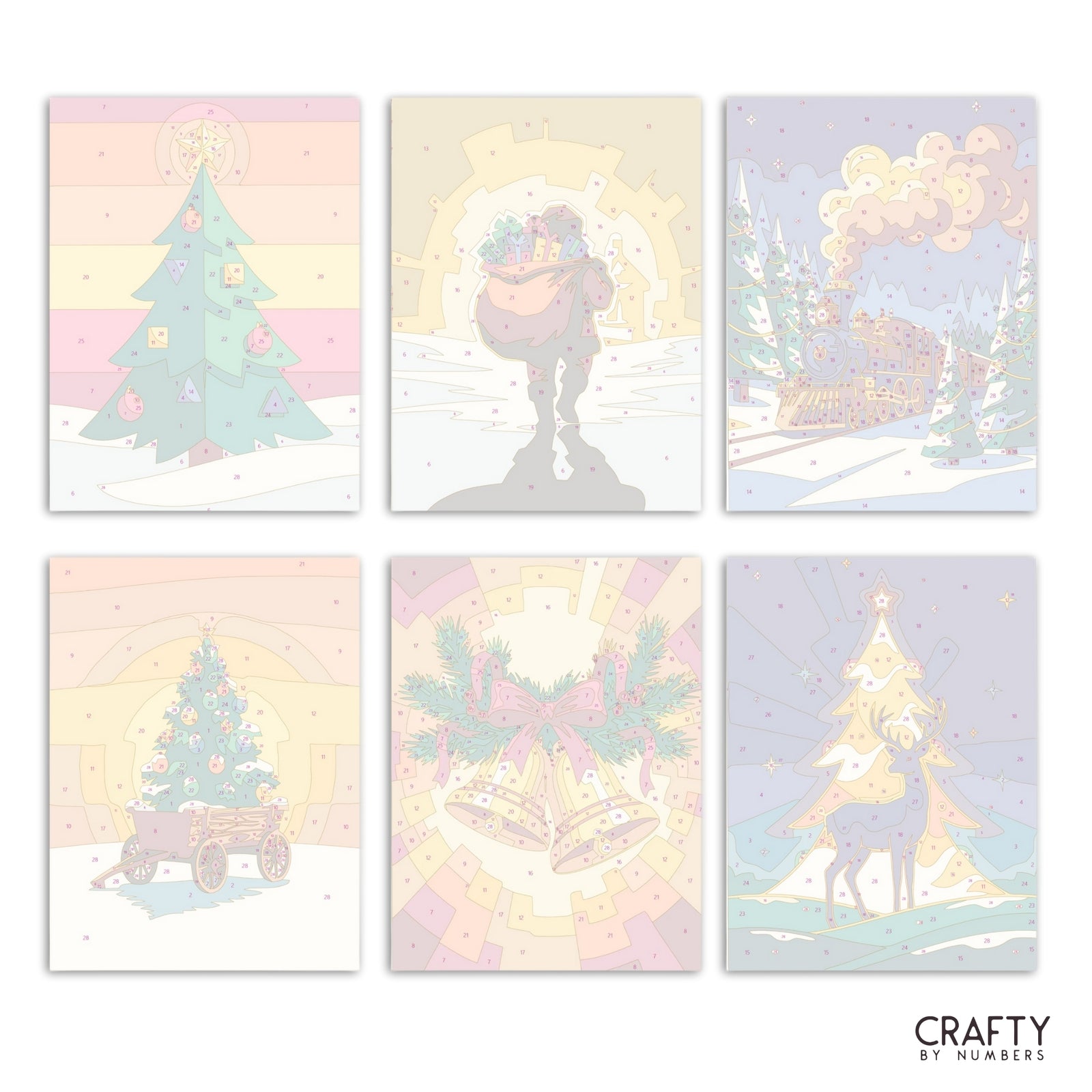Holiday Glow – Set of 6 Mini Paint by Numbers paint by numbers artwork