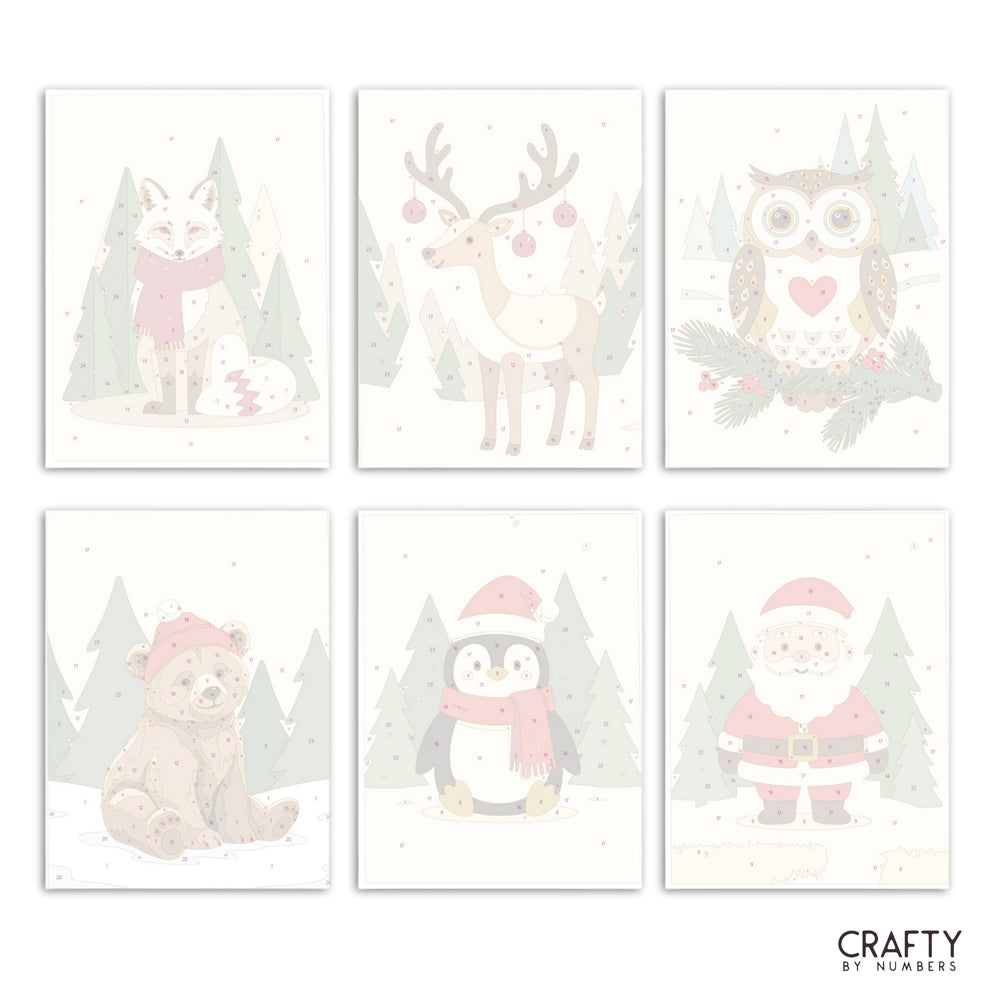 Winter Friends – Set of 6 Mini Paint by Numbers