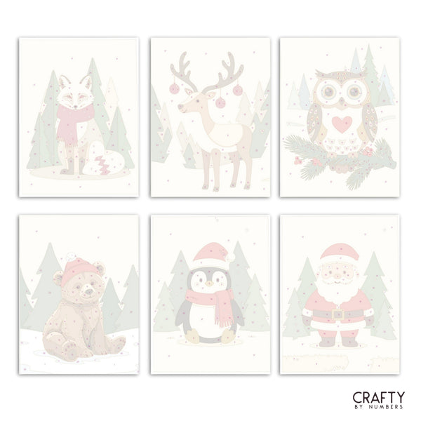 Winter Friends – Set of 6 Mini Paint by Numbers