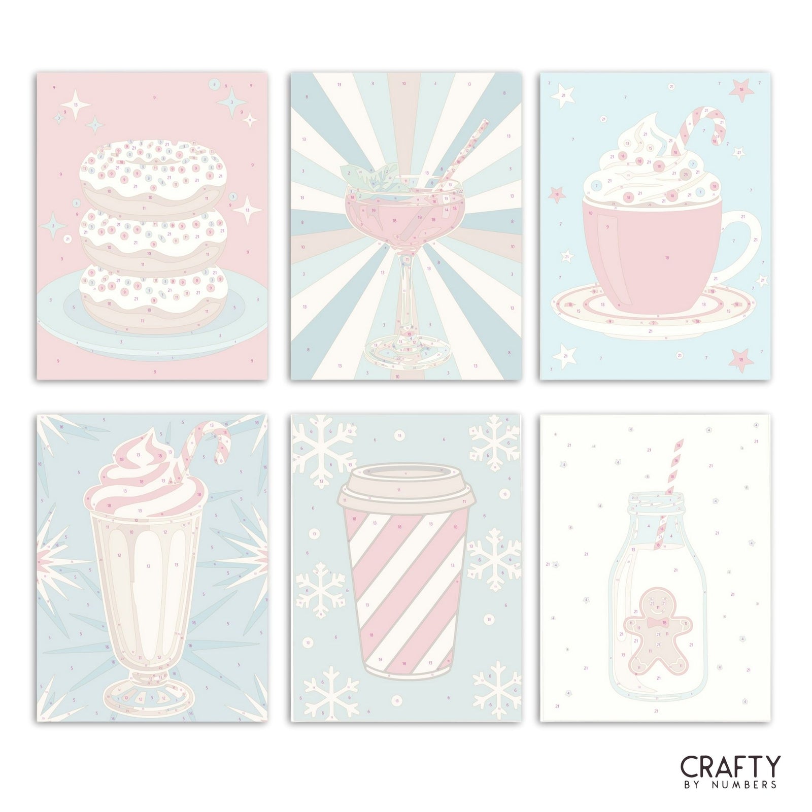 Sweet Sips – Set of 6 Mini Paint by Numbers paint by numbers artwork