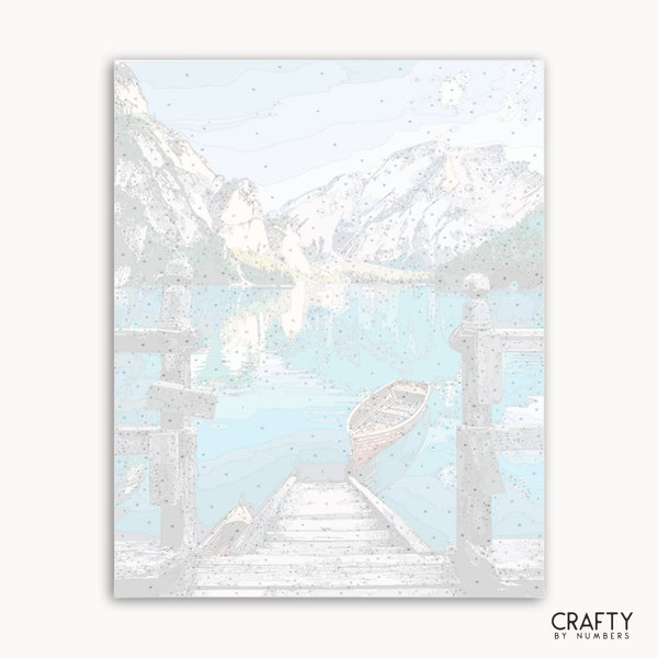 Decorative wall art with geometric shapes on a light blue background, featuring the brand 'Crafty by Numbers'.