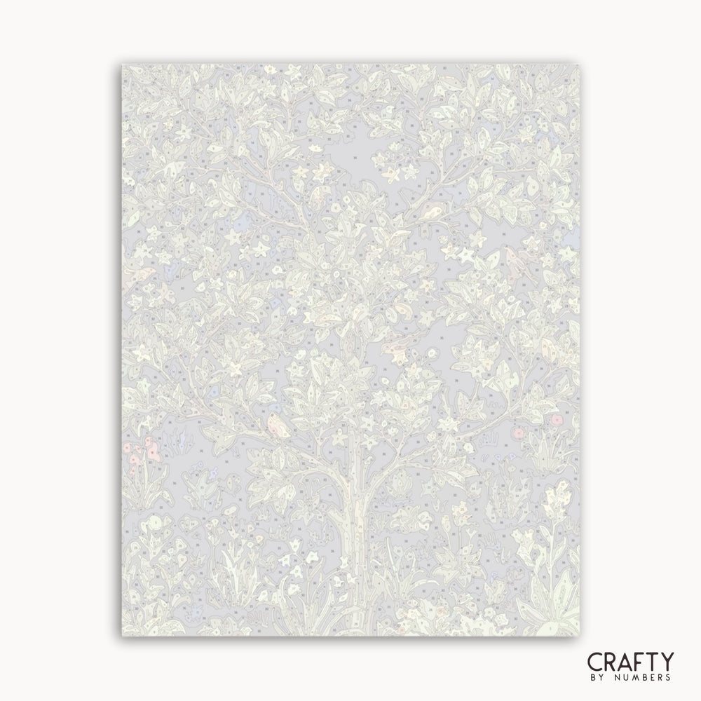 Sheet of paper with floral pattern on a white background, branded 'Crafty by Numbers'.