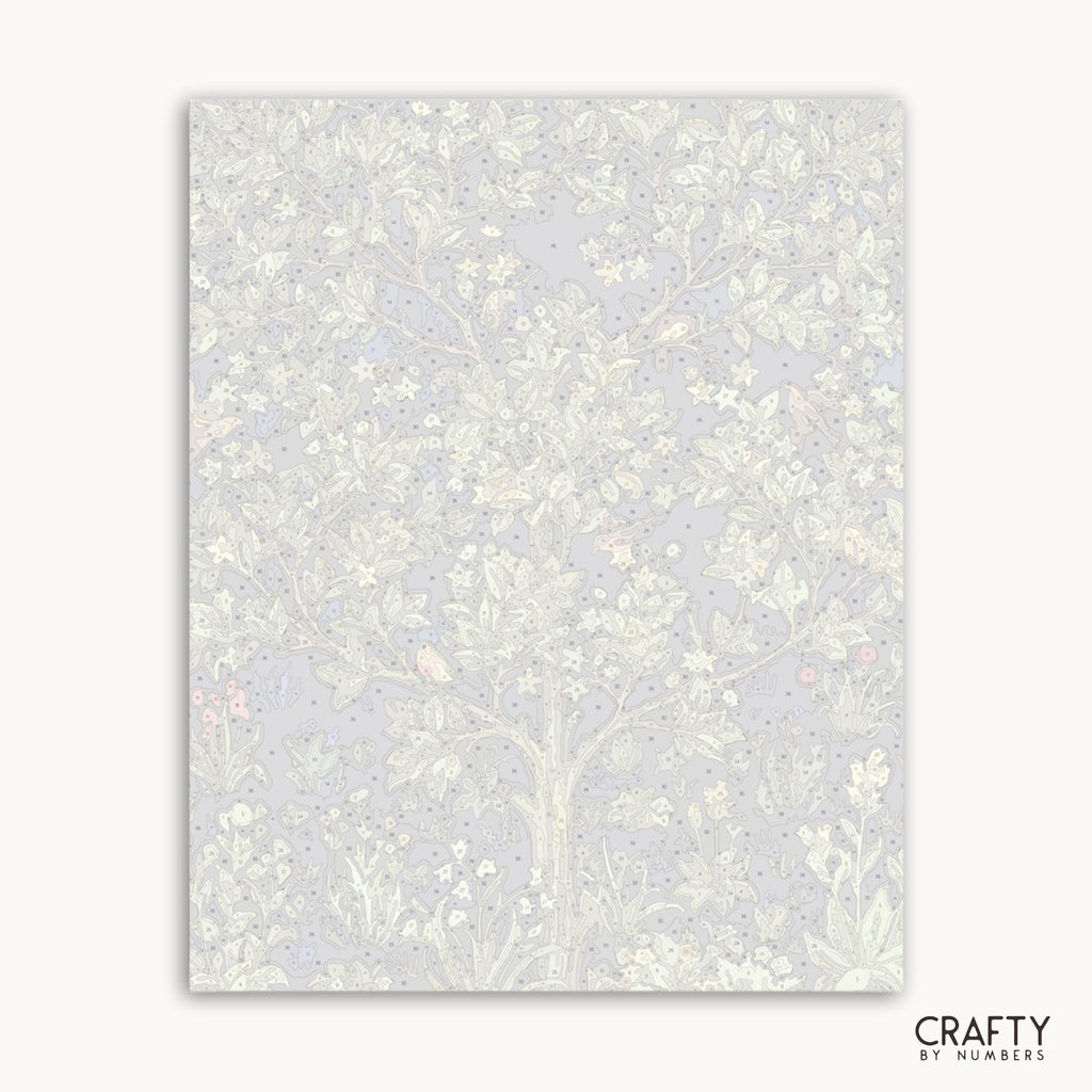 Sheet of paper with floral pattern on a white background, branded 'Crafty by Numbers'.