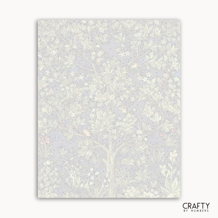 Sheet of paper with floral pattern on a white background, branded 'Crafty by Numbers'.