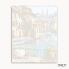 Framed artwork of a cityscape with boats on a canal, featuring the brand 'Crafty by Numbers'.