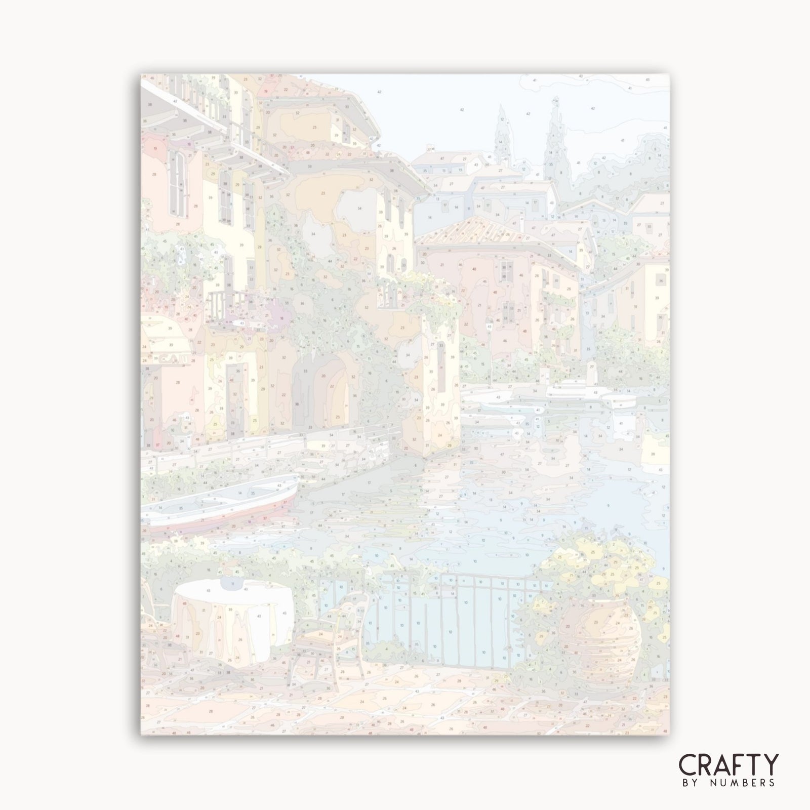 Mediterranean Harbor paint by numbers kit with canvas and paints