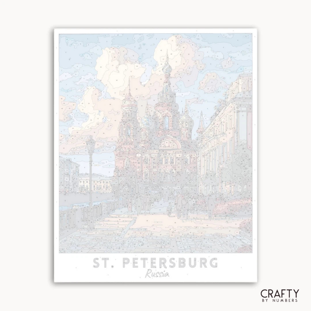 Gerahmtes Kunstwerk von St. Petersburg, Russland mit einer Pastellfarbpalette.