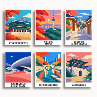 Seoul travel poster mini paint by numbers collection