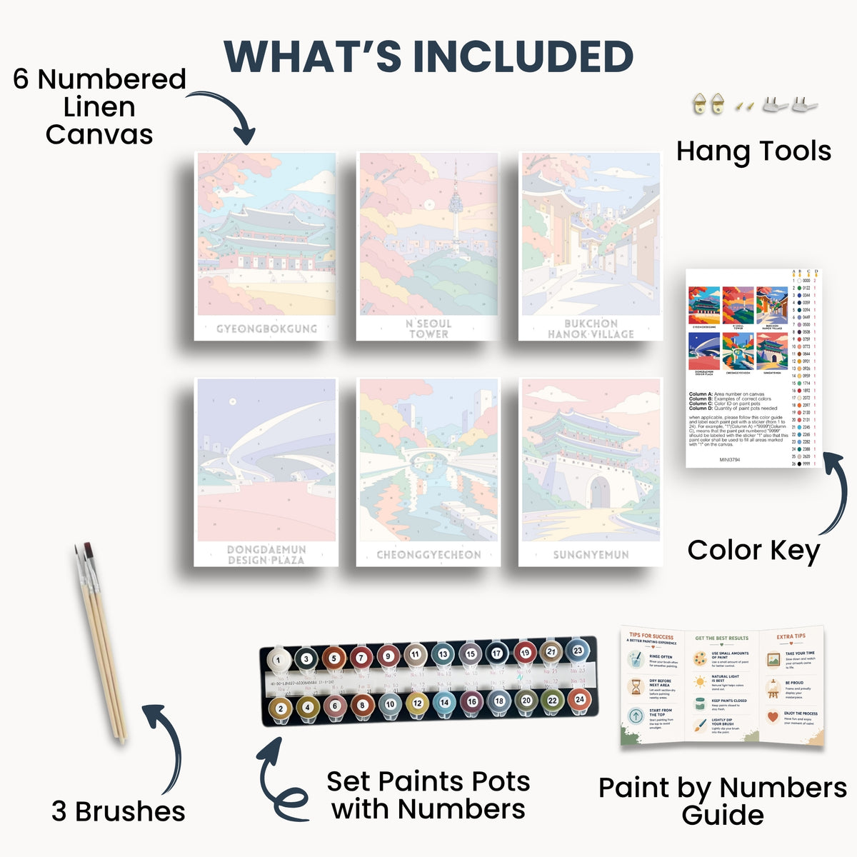 Seoul travel poster mini paint by numbers collection