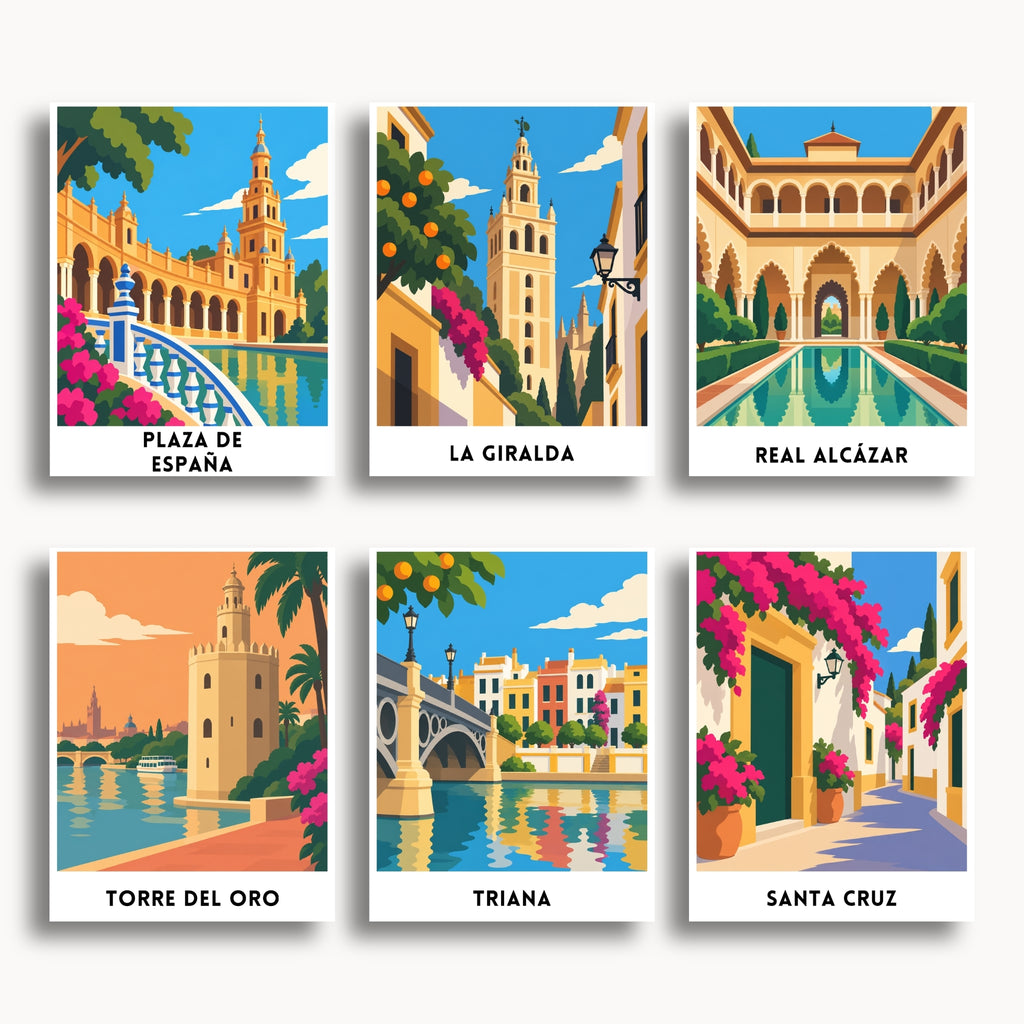Seville travel poster mini paint by numbers collection