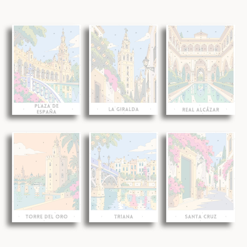 Seville travel poster mini paint by numbers collection
