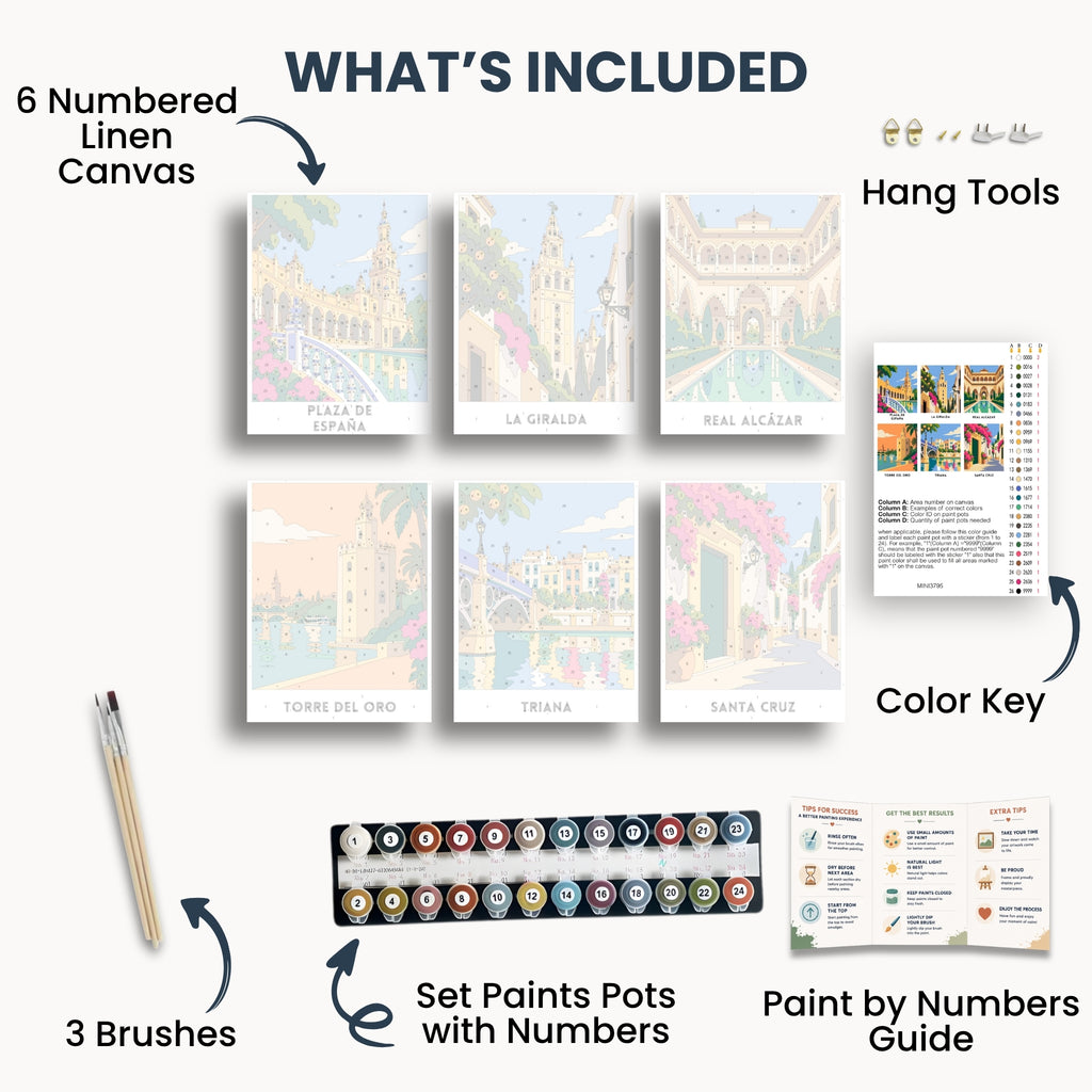 Seville travel poster mini paint by numbers collection