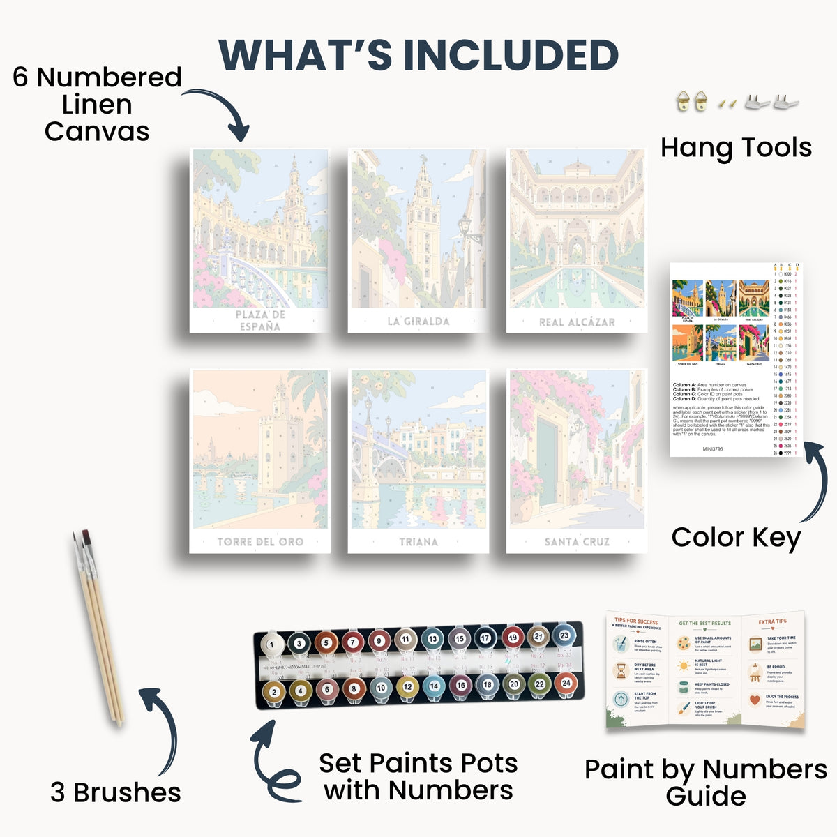 Seville travel poster mini paint by numbers collection