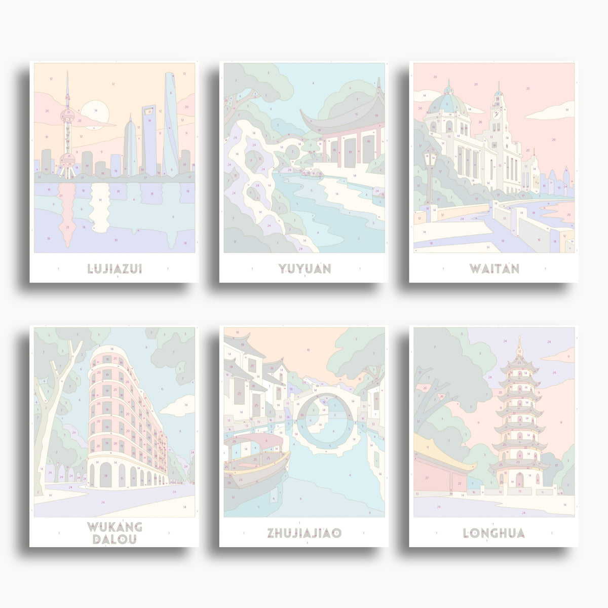 Shanghai travel poster mini paint by numbers collection