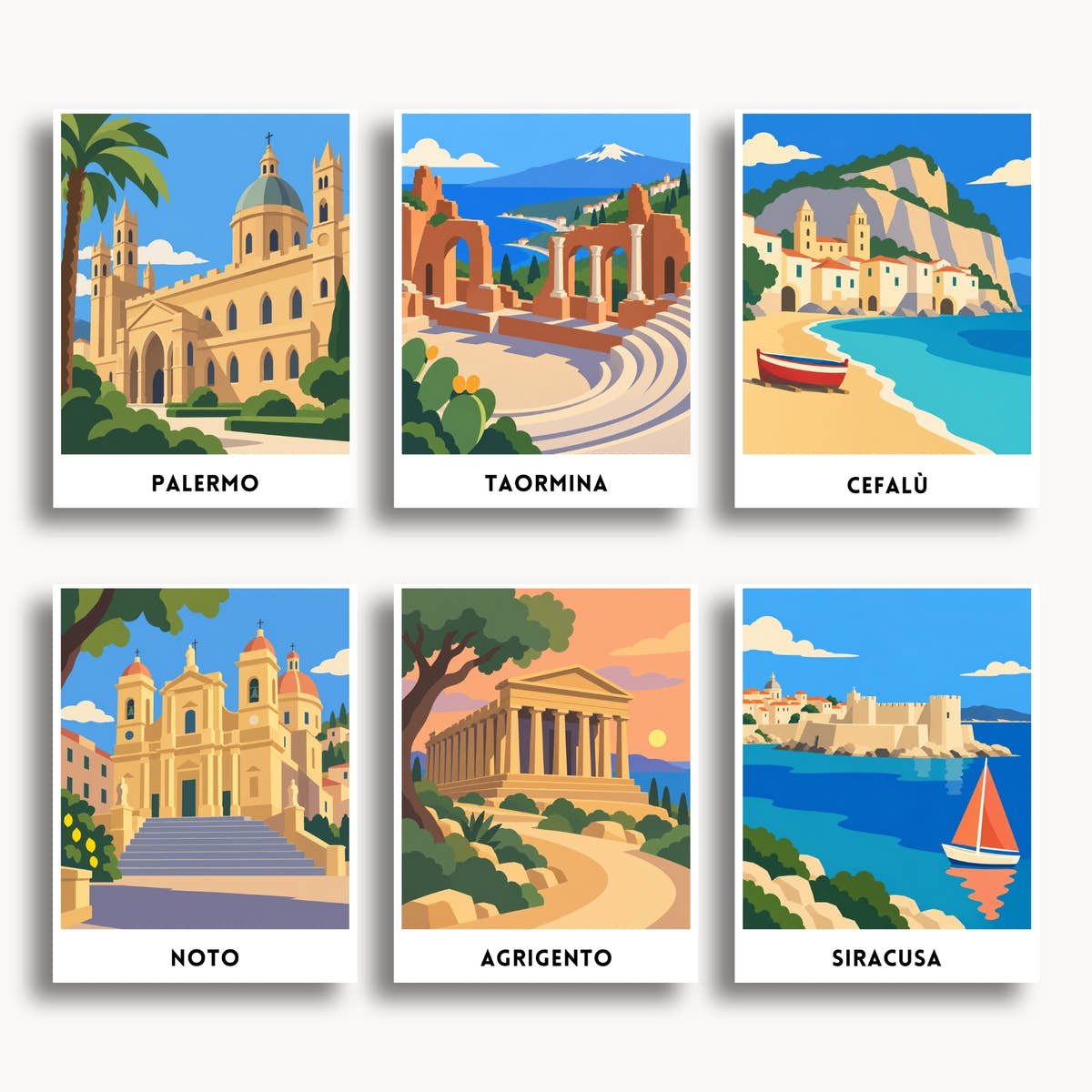 Sicily travel poster mini paint by numbers collection