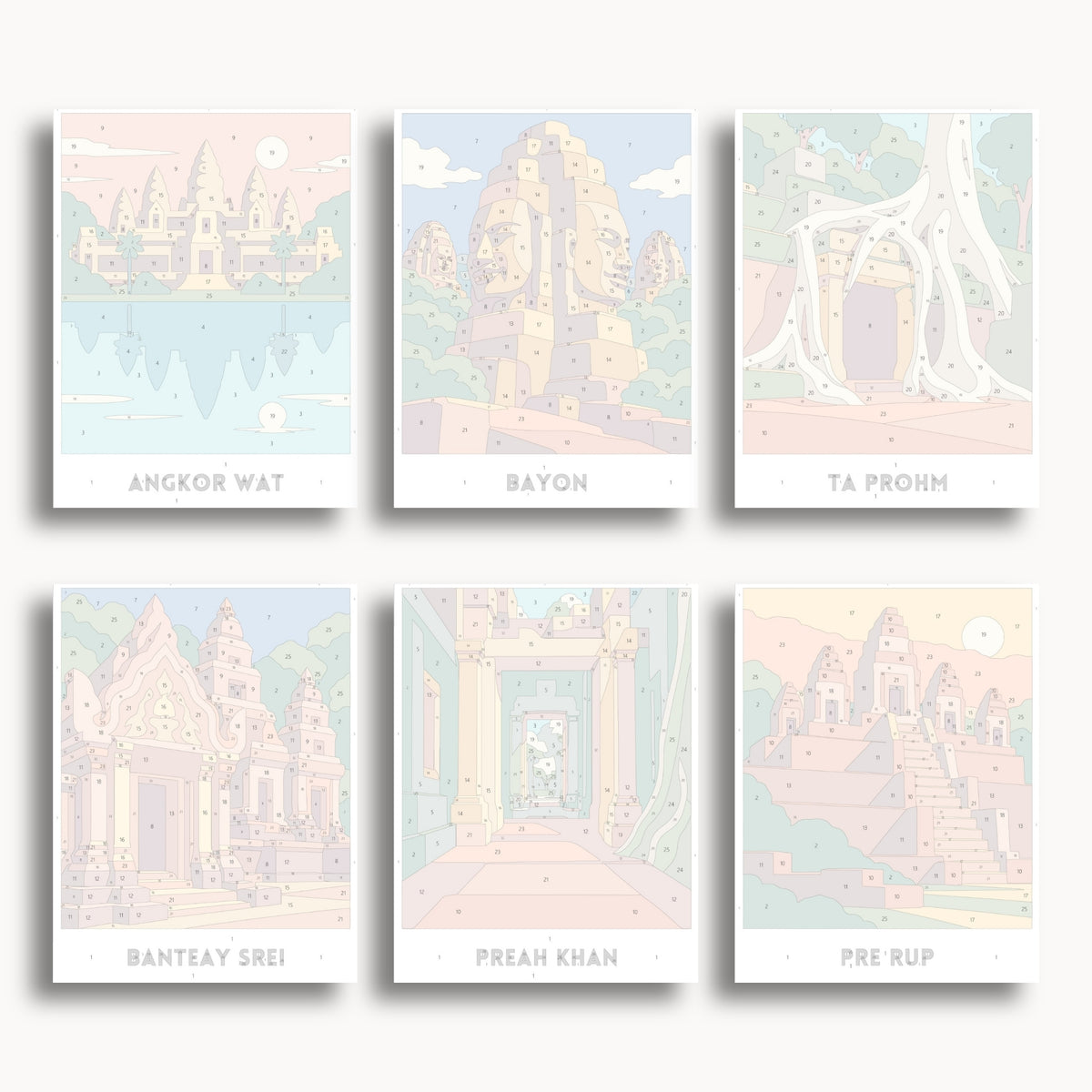 Siem Reap travel poster mini paint by numbers collection
