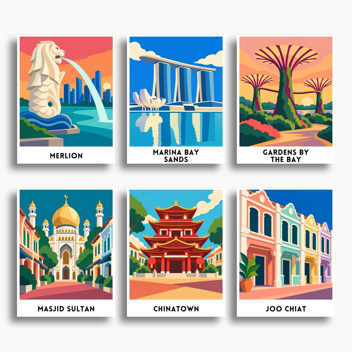 Singapore travel poster mini paint by numbers collection