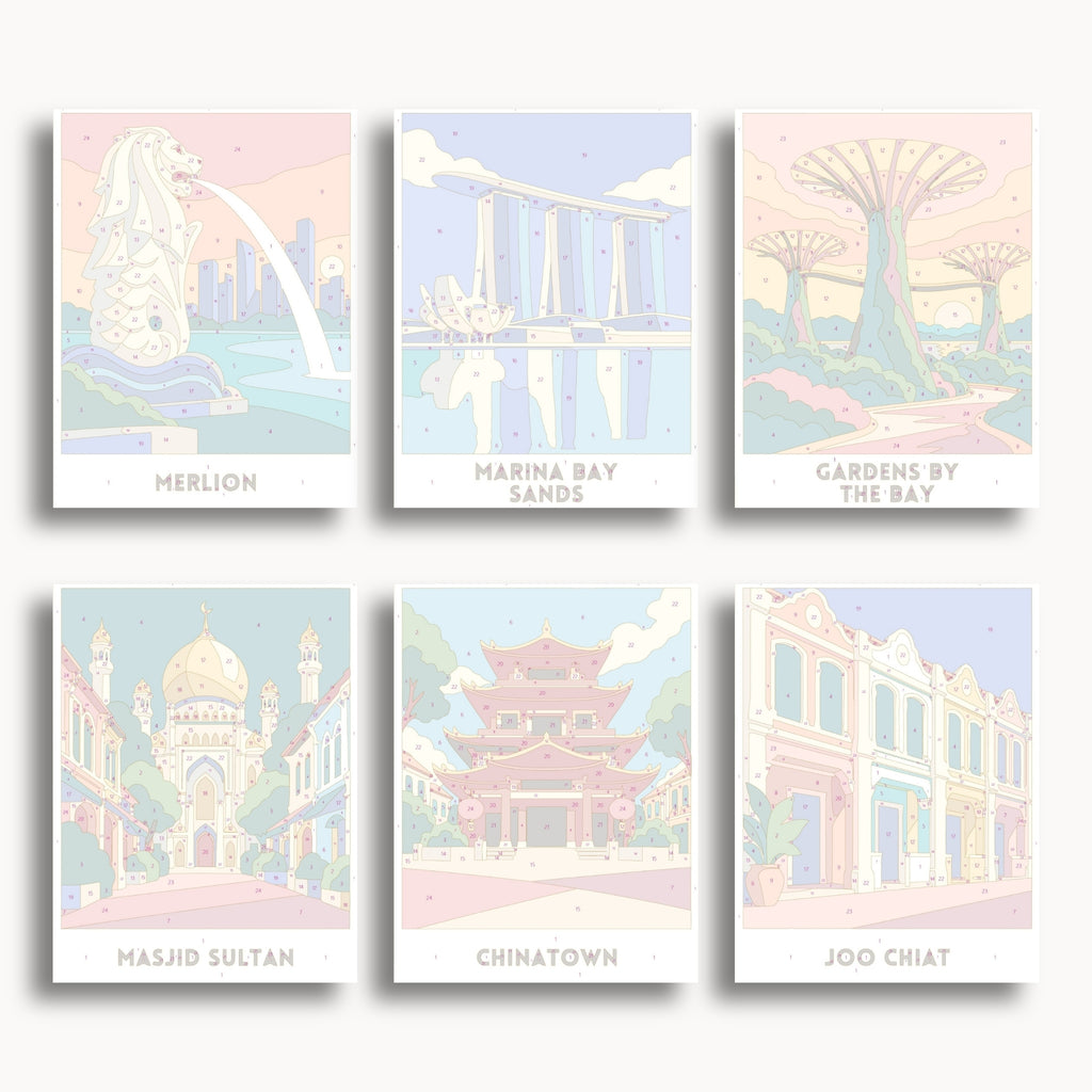 Singapore travel poster mini paint by numbers collection