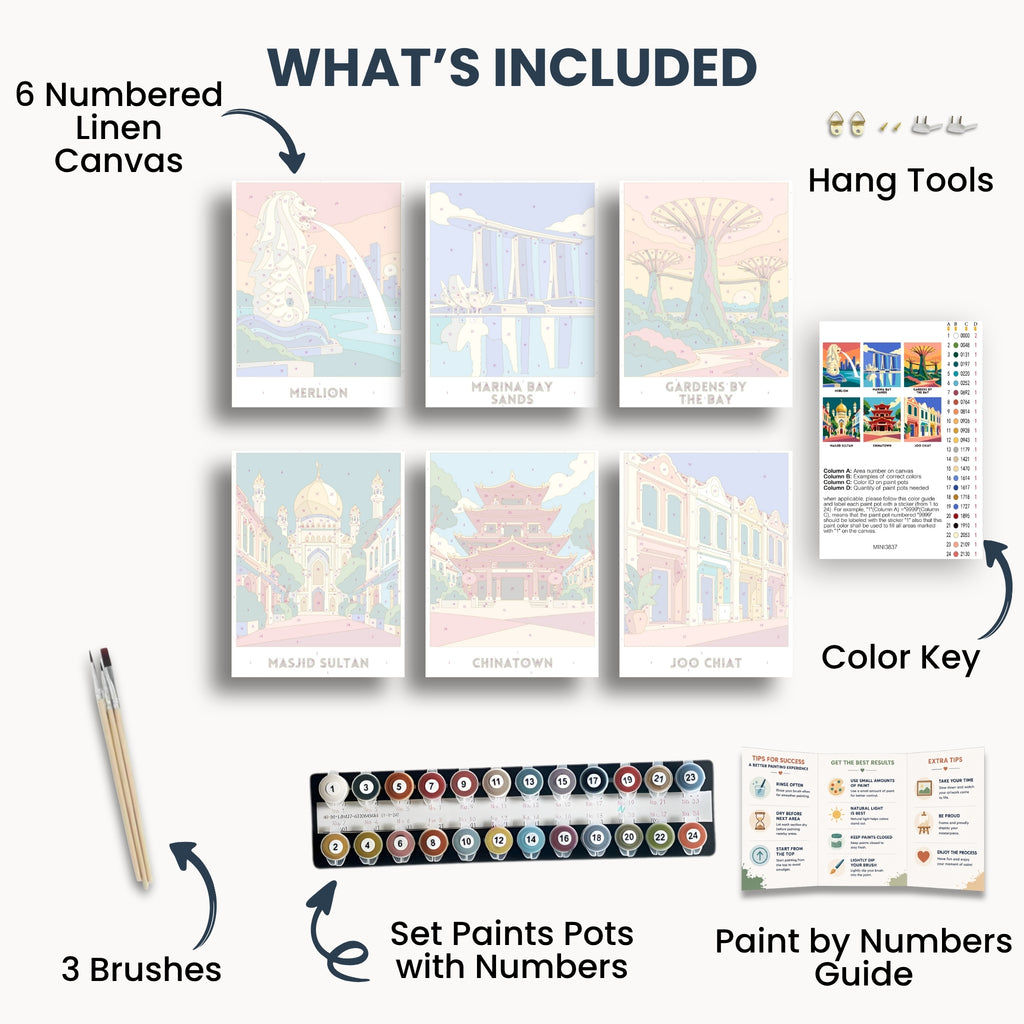 Singapore travel poster mini paint by numbers collection