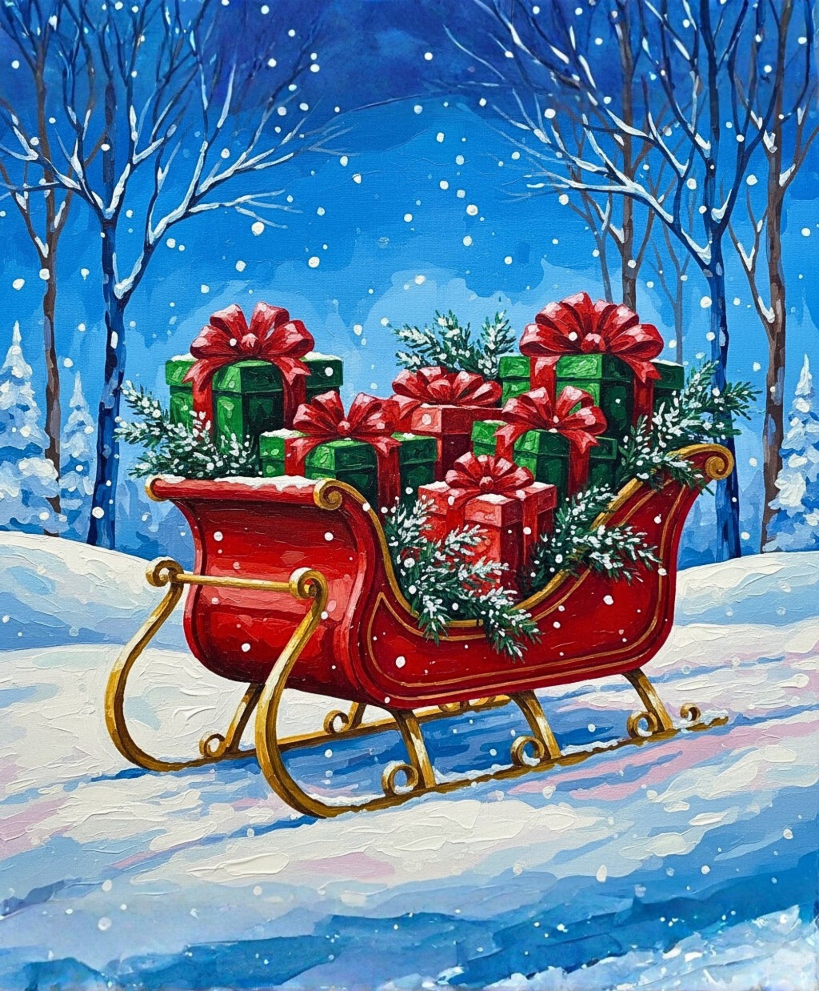 Sleighful of Cheer paint by numbers artwork