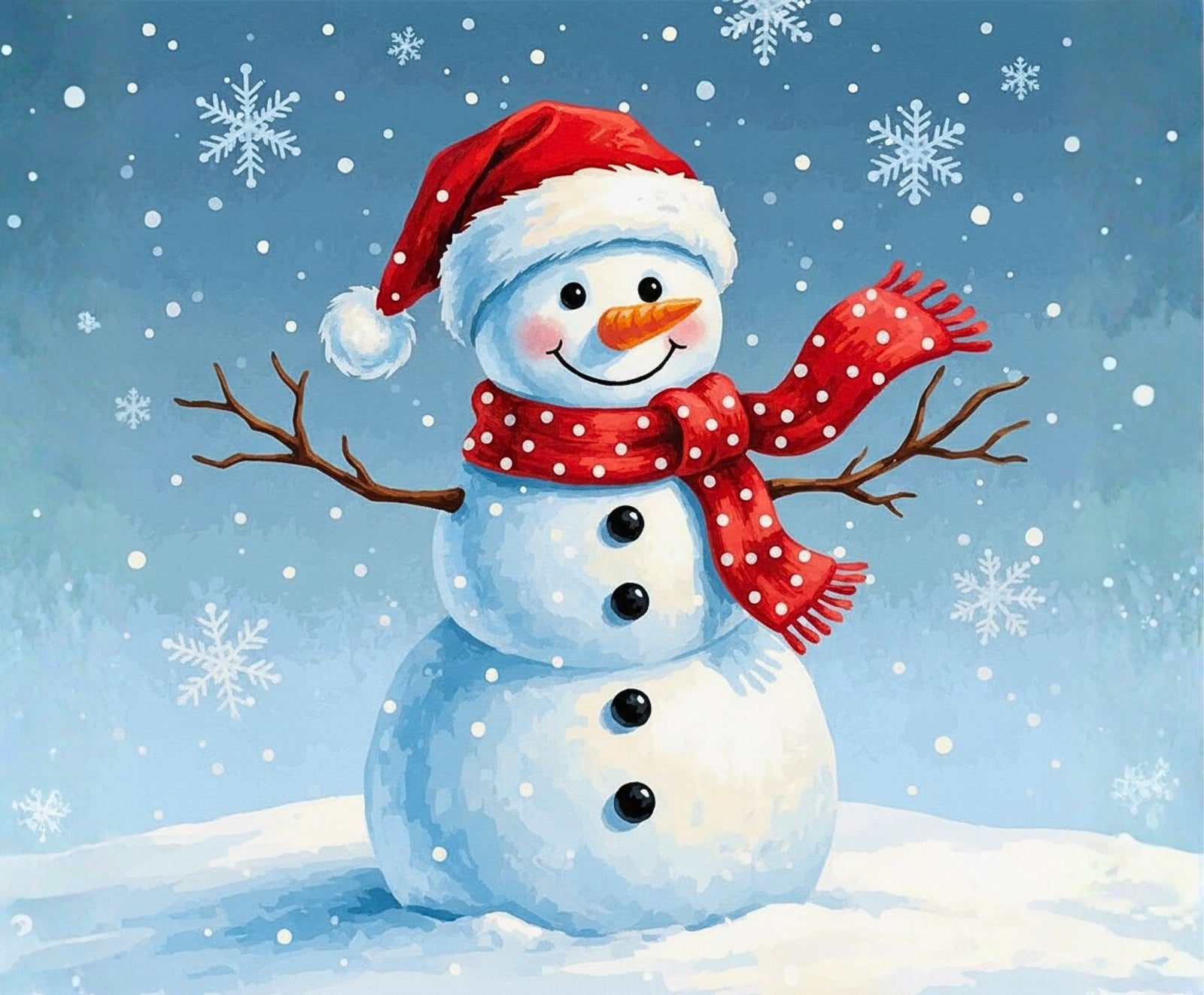 Snowman Smiles paint by numbers artwork