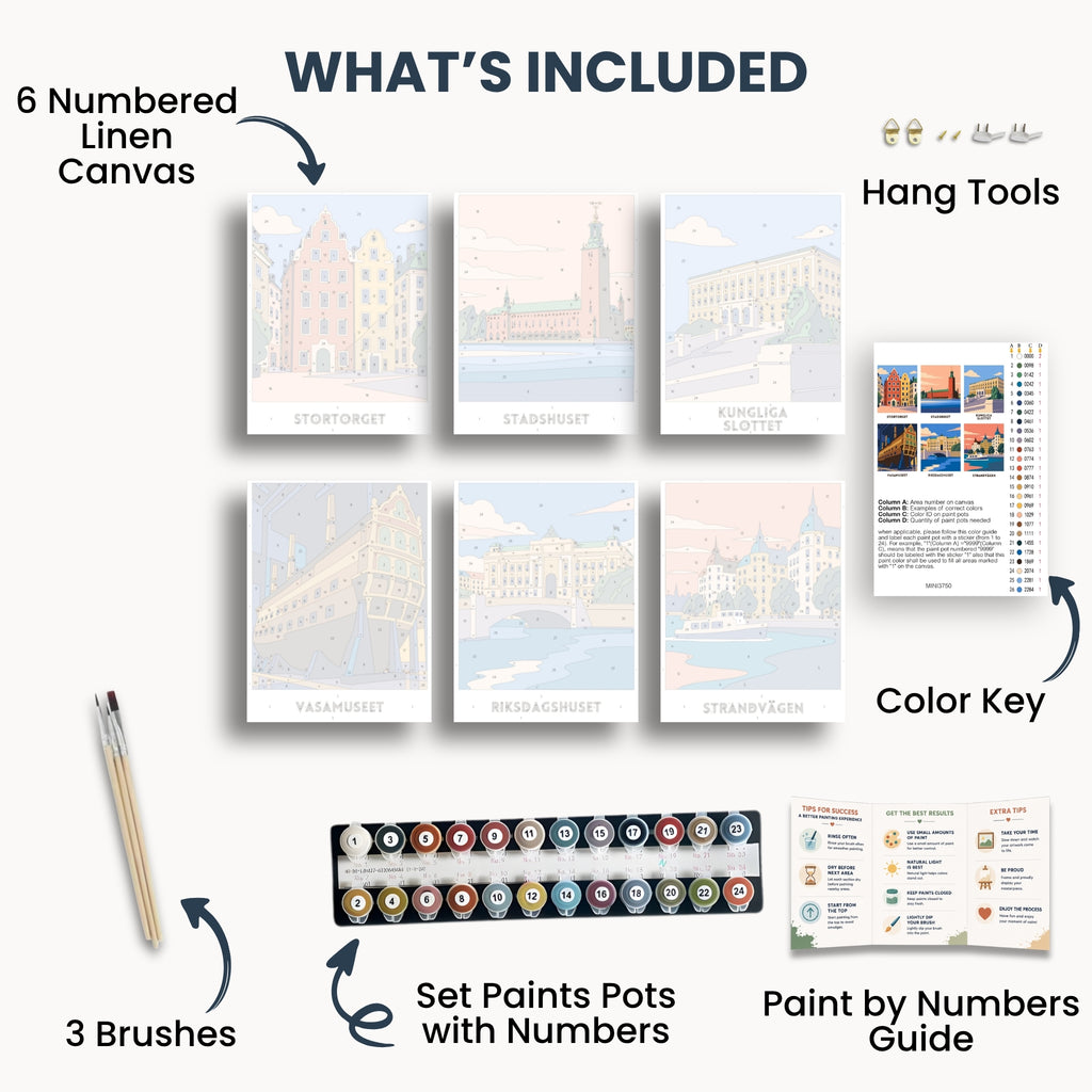 Stockholm travel poster mini paint by numbers collection