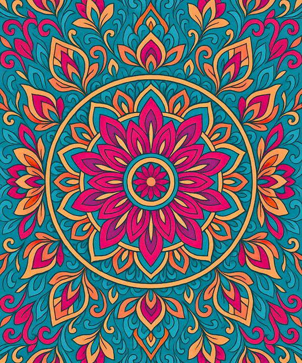 Close-up of the Sunrise Spirit Mandala linen canvas showing detailed numbered sections for easy and precise painting