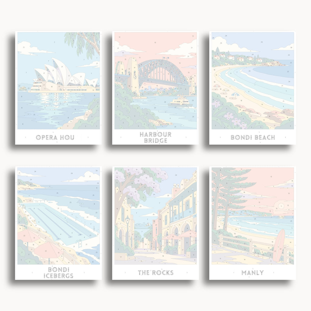 Sydney travel poster mini paint by numbers collection