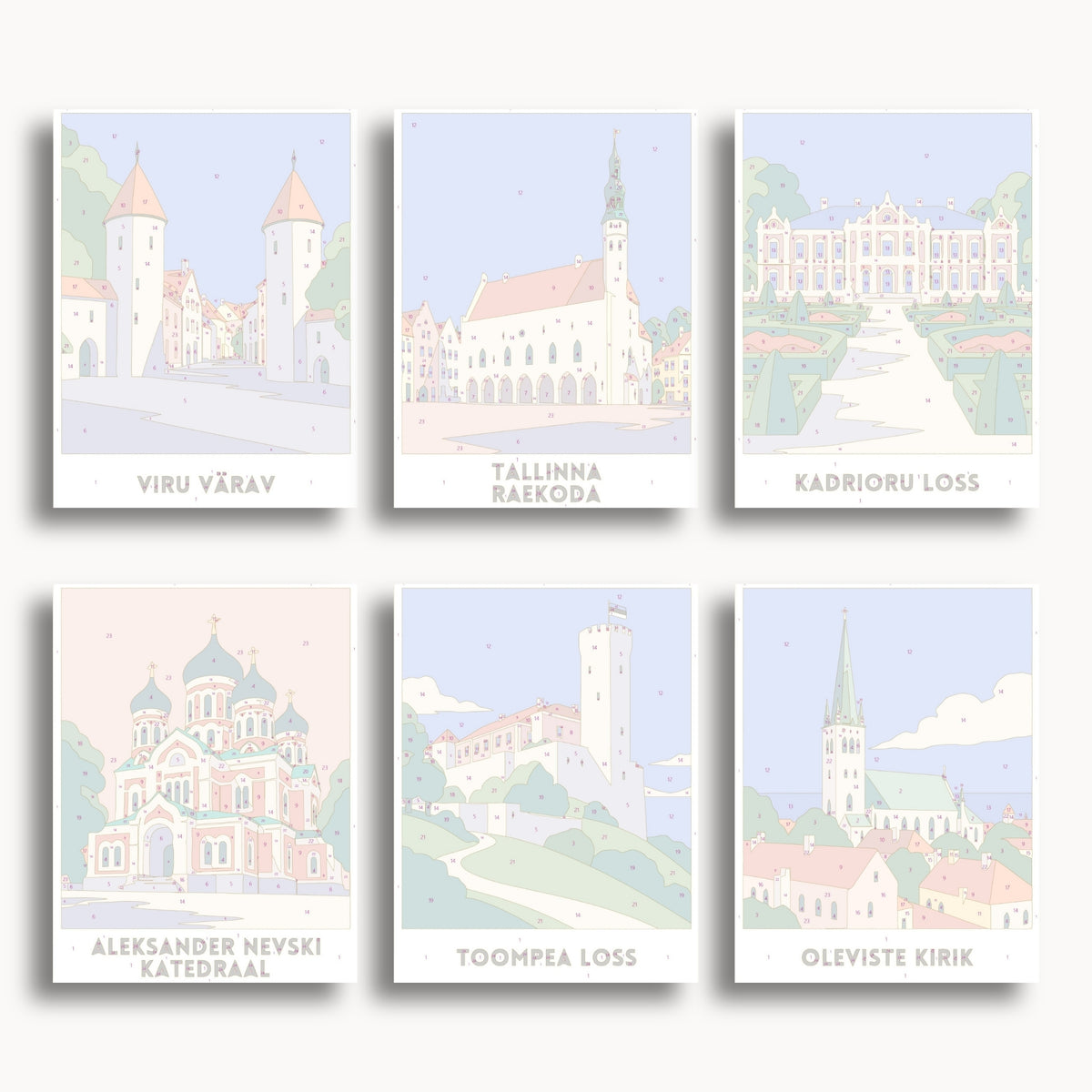 Tallinn travel poster mini paint by numbers collection