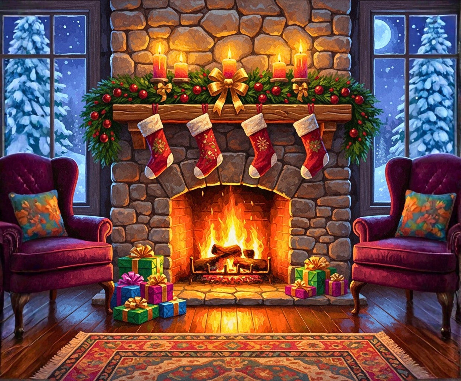 The Night Before Cheer paint by numbers artwork