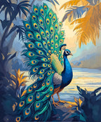 Peacock with vibrant feathers in a natural setting