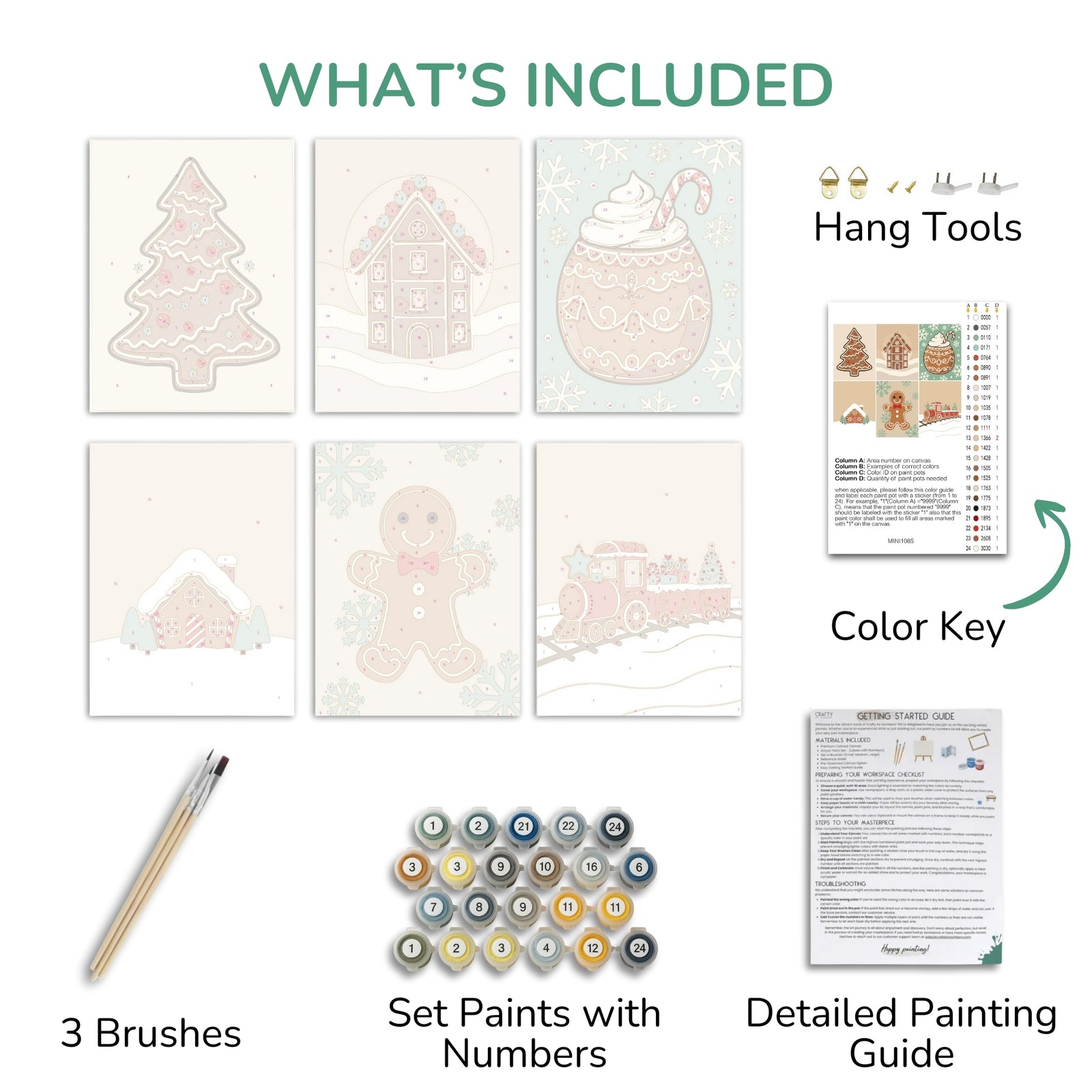 Cozy Gingerbread – Set of 6 Mini Paint by Numbers paint by numbers artwork