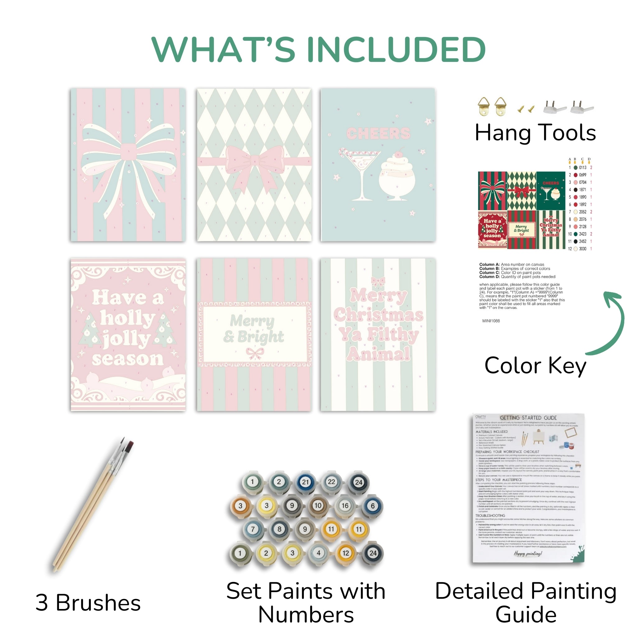 Merry Messages – Set of 6 Mini Paint by Numbers