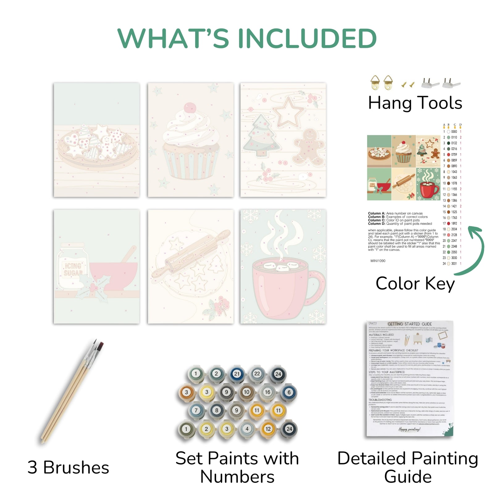 Holiday Baking – Set of 6 Mini Paint by Numbers paint by numbers artwork