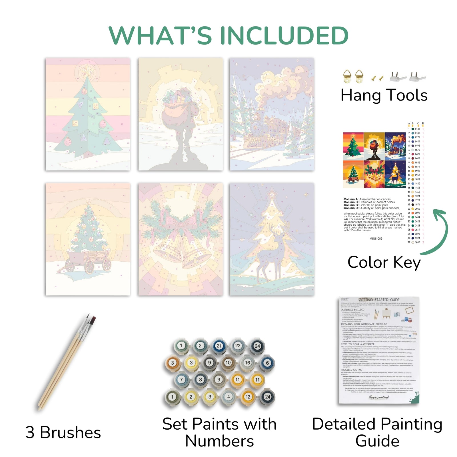 Holiday Glow – Set of 6 Mini Paint by Numbers paint by numbers artwork