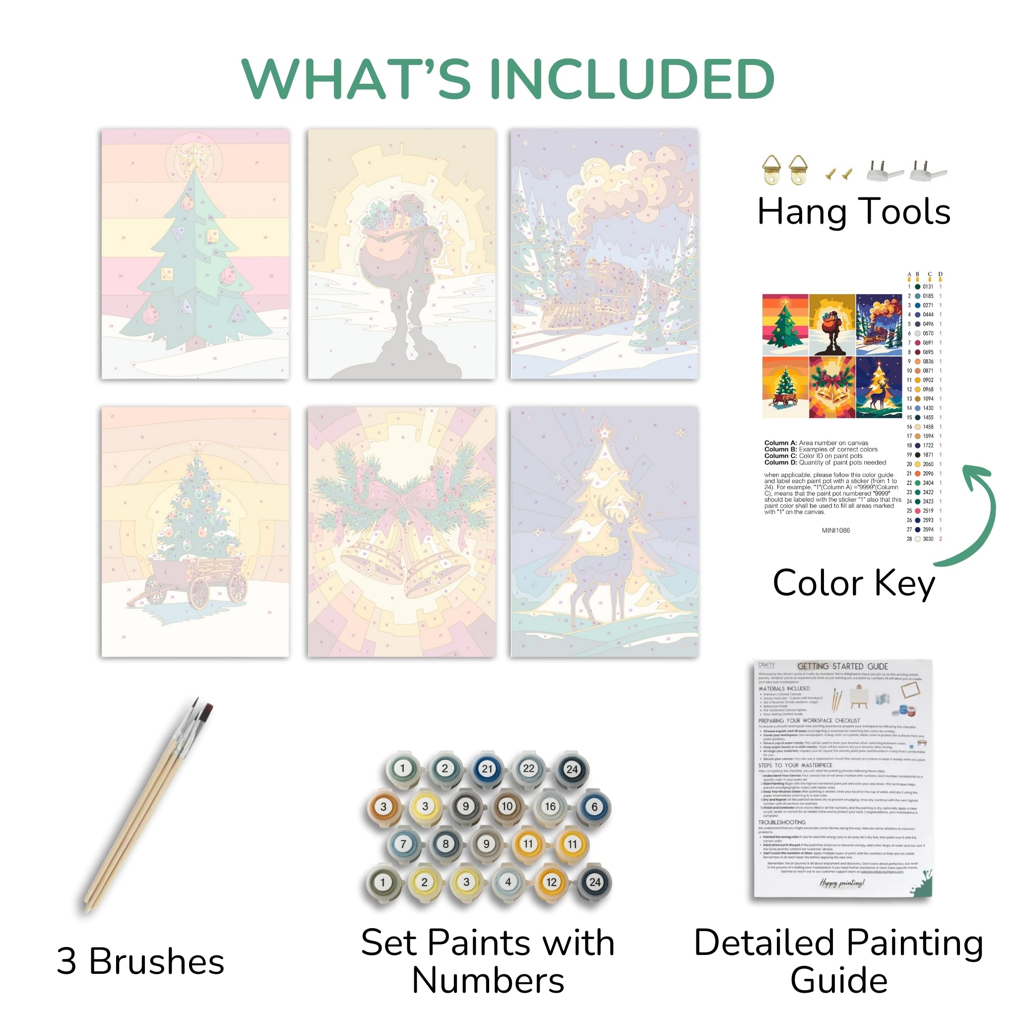 Holiday Glow – Set of 6 Mini Paint by Numbers
