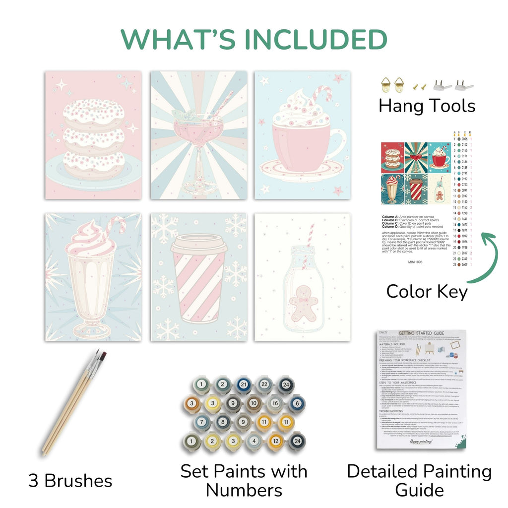 Sweet Sips – Set of 6 Mini Paint by Numbers