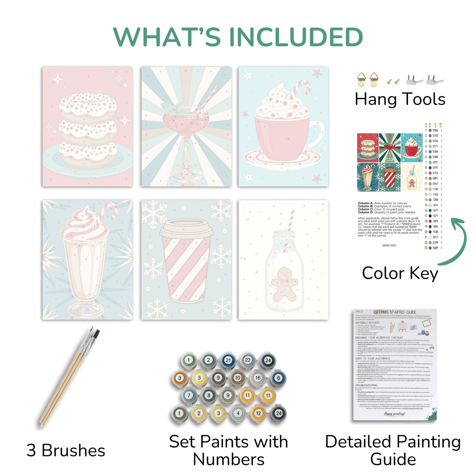 Sweet Sips – Set of 6 Mini Paint by Numbers paint by numbers artwork