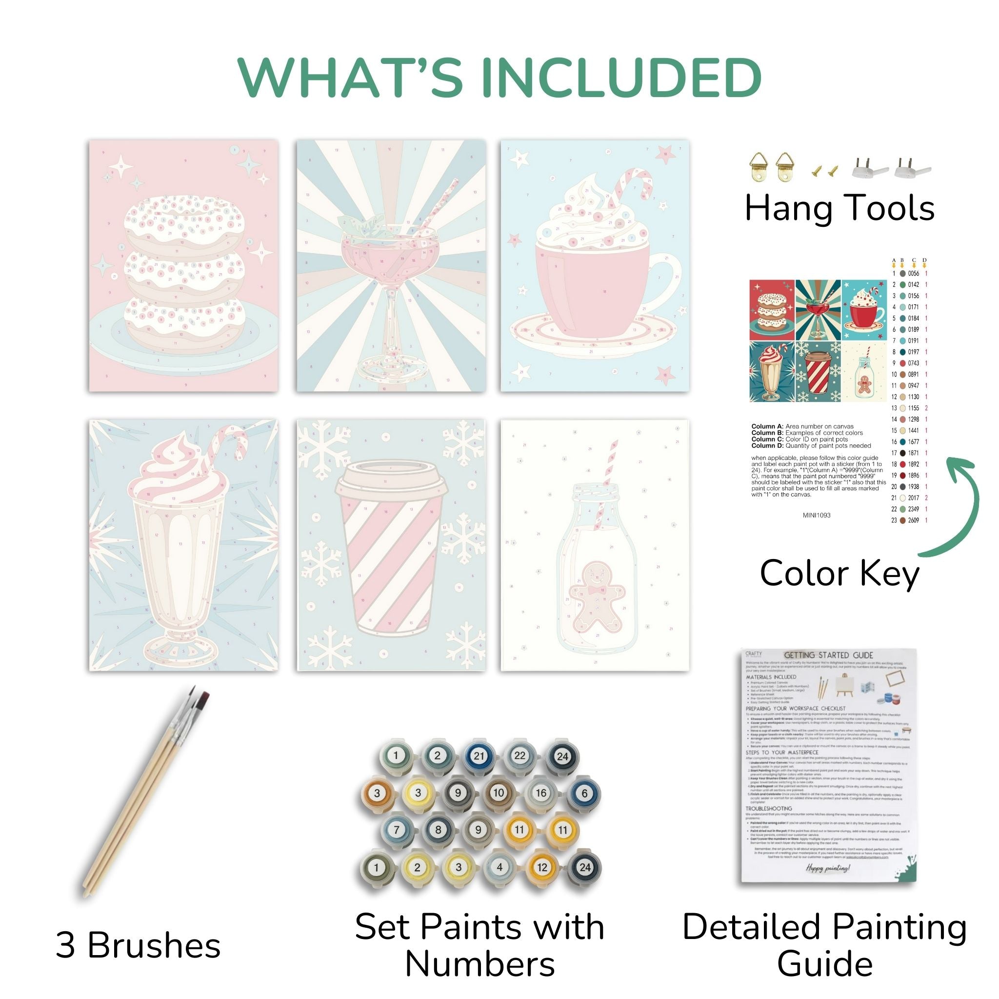 Sweet Sips – Set of 6 Mini Paint by Numbers