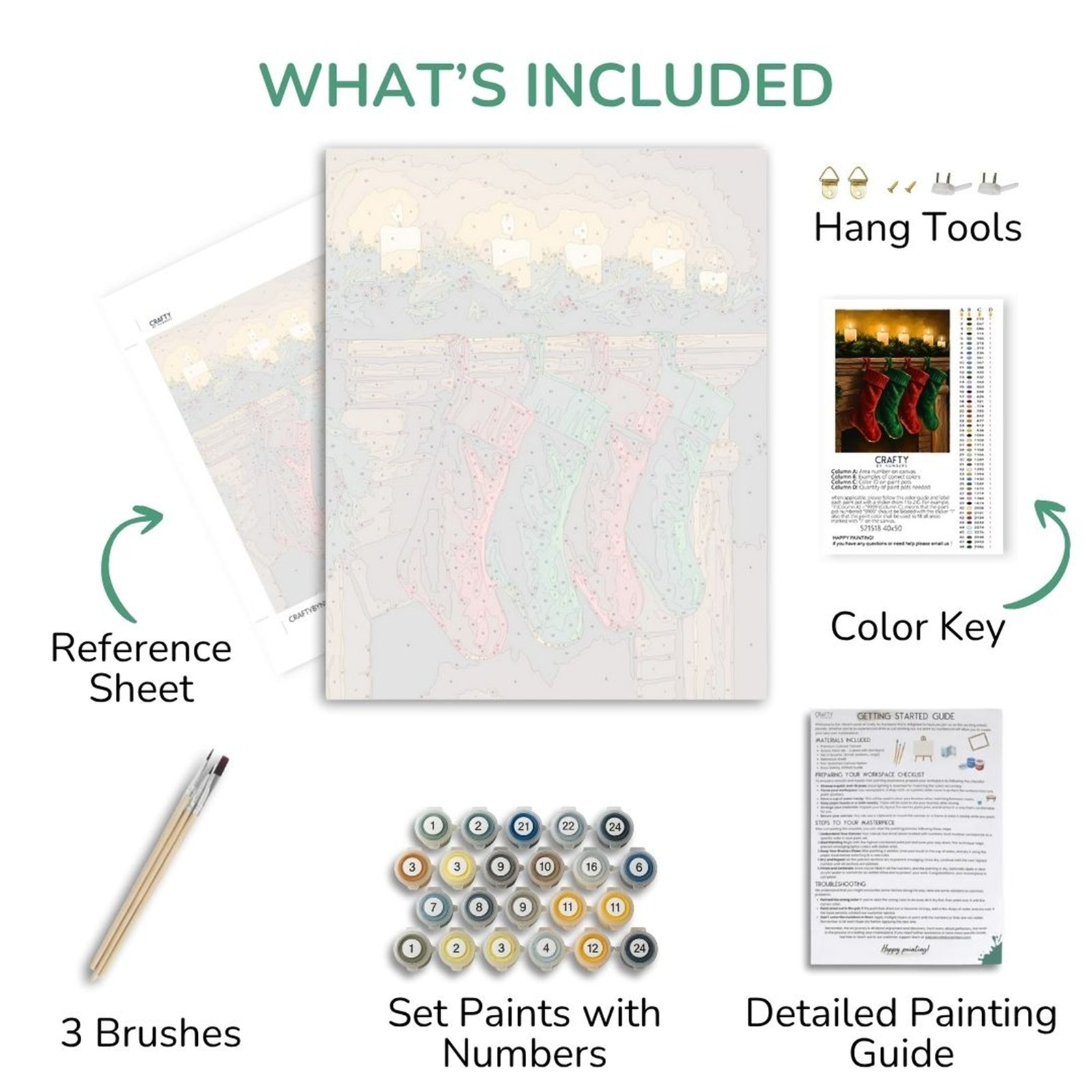 Four Stockings Hung paint by numbers artwork