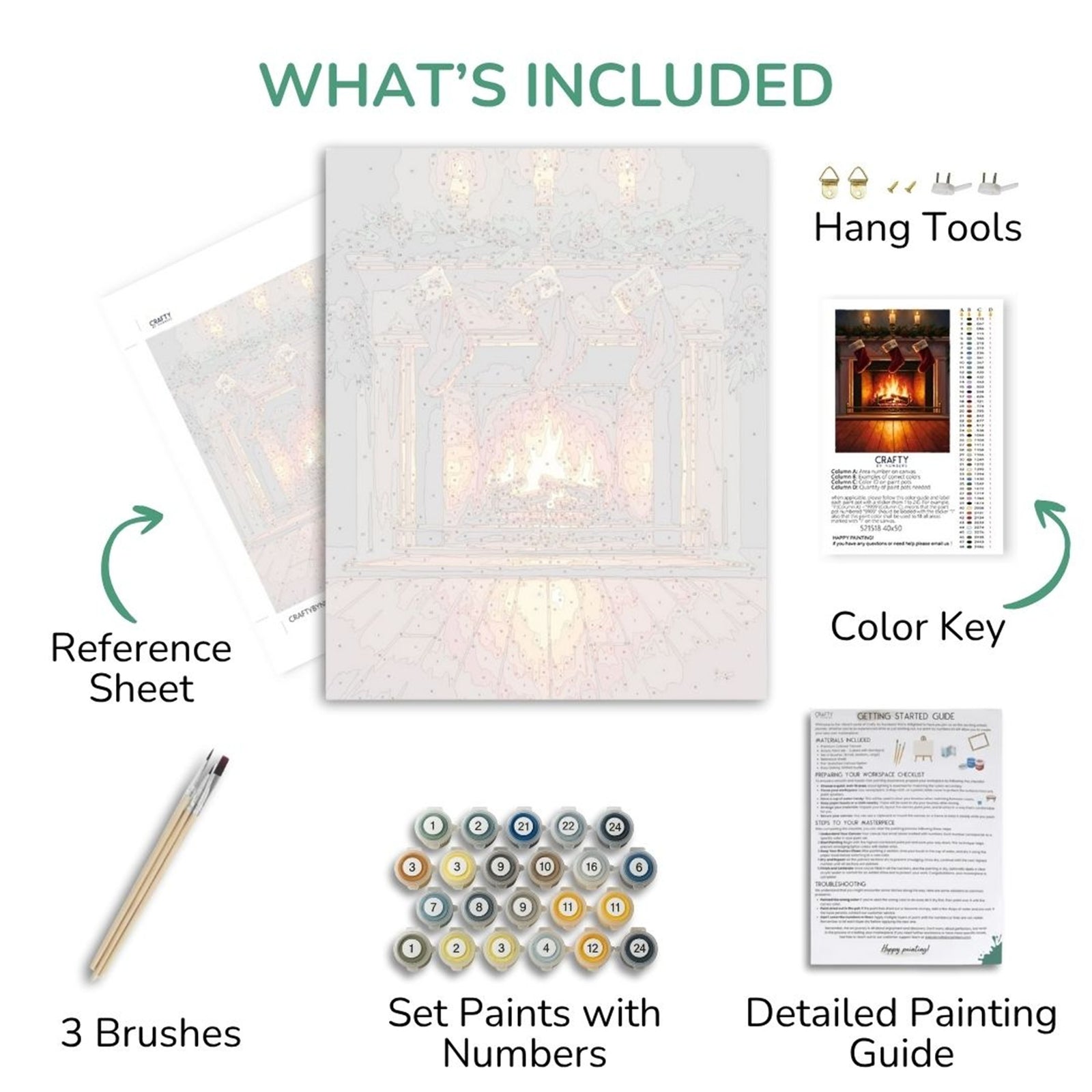 Stockings by the Fire paint by numbers artwork