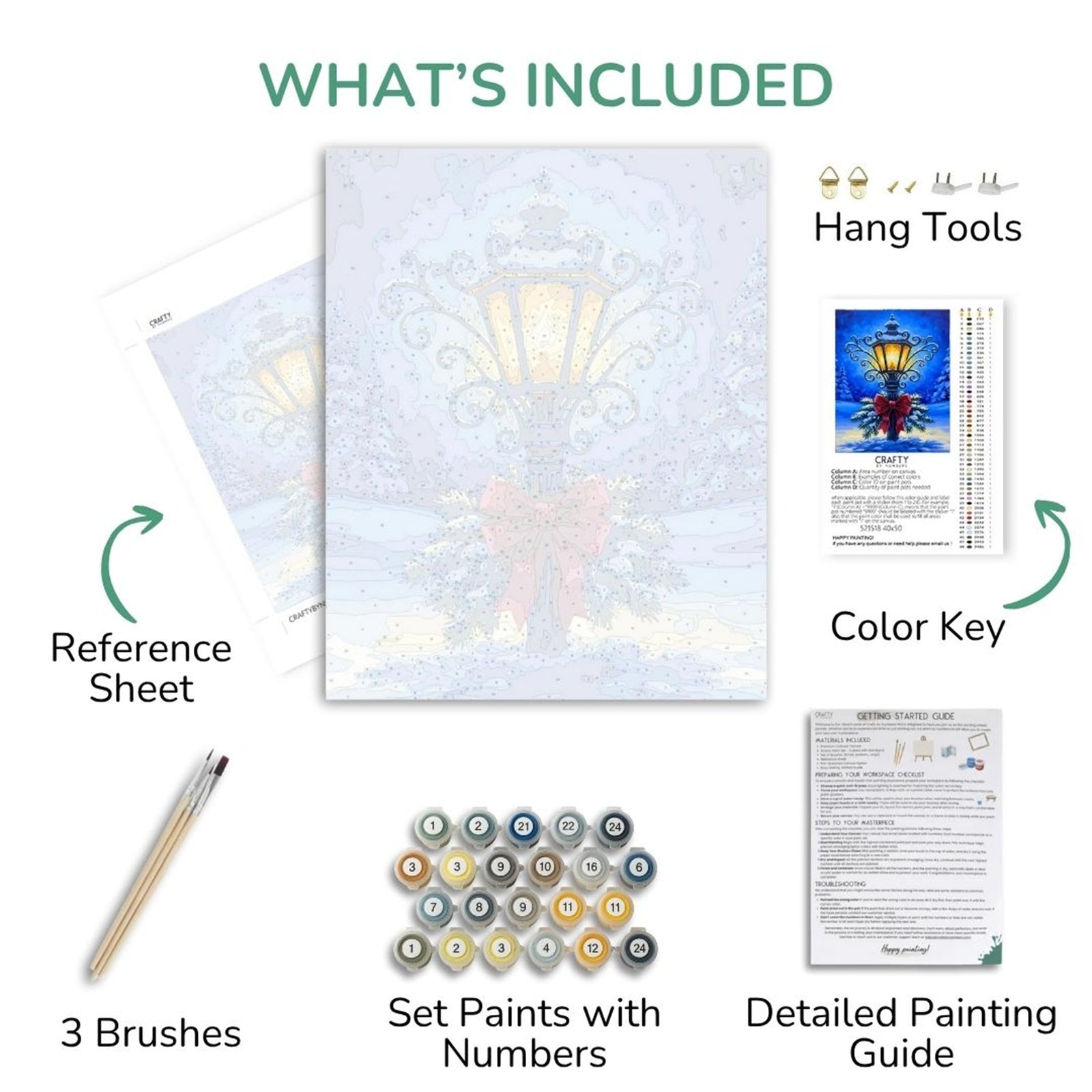Lamplight & Lace Snow paint by numbers artwork