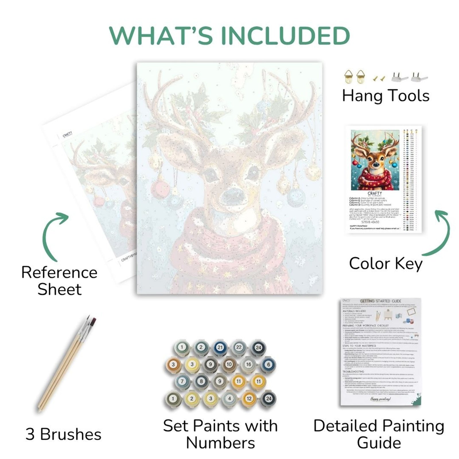Starry Snowscape Stag paint by numbers artwork
